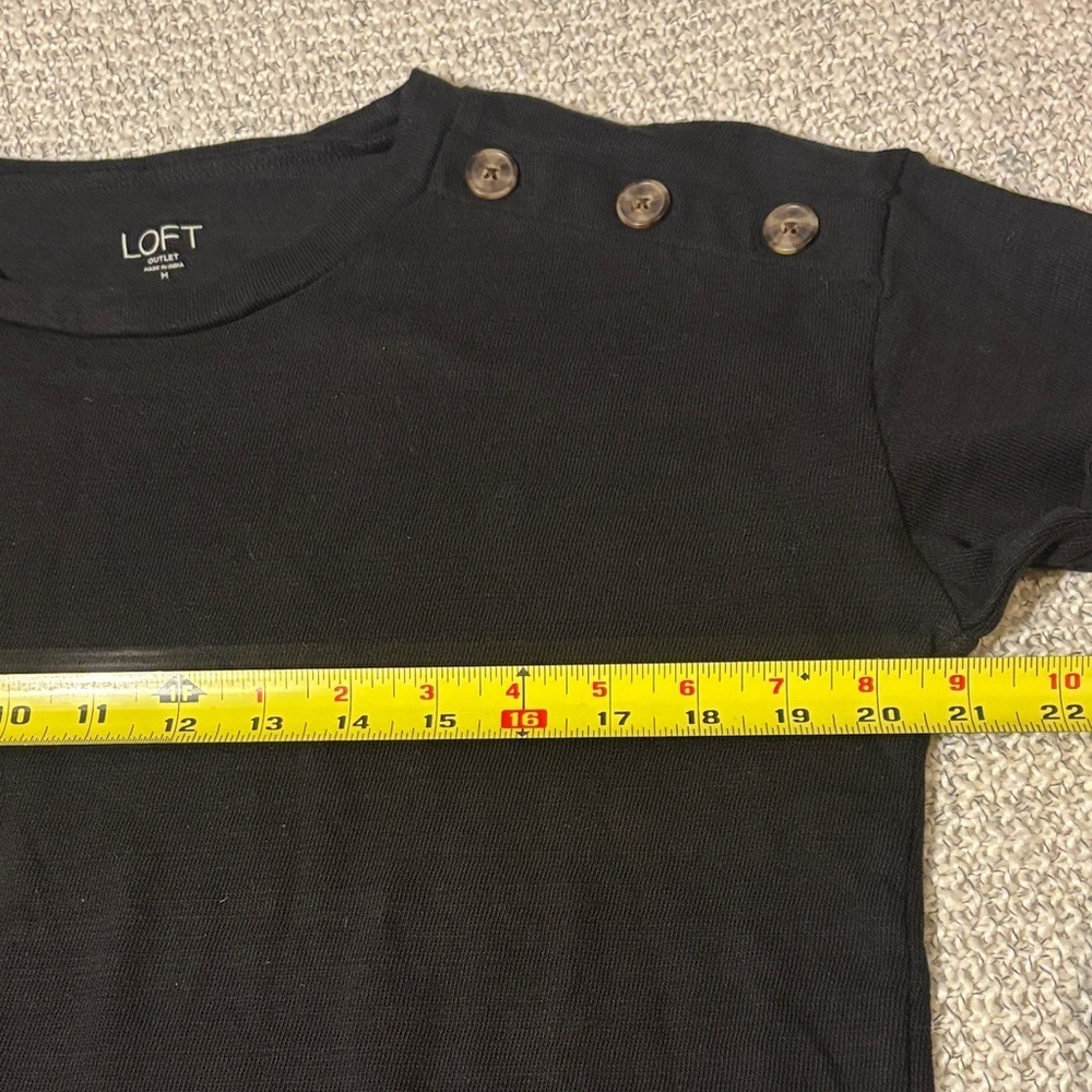 LOFT Black Sweater with Shoulder Buttons - Picture 4 of 9